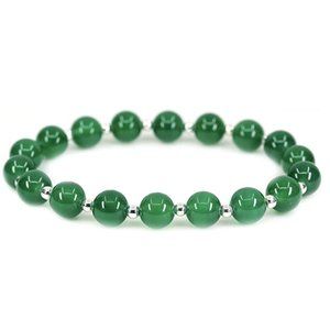 Green Natural Gemstone 8mm Round Beads Alloy